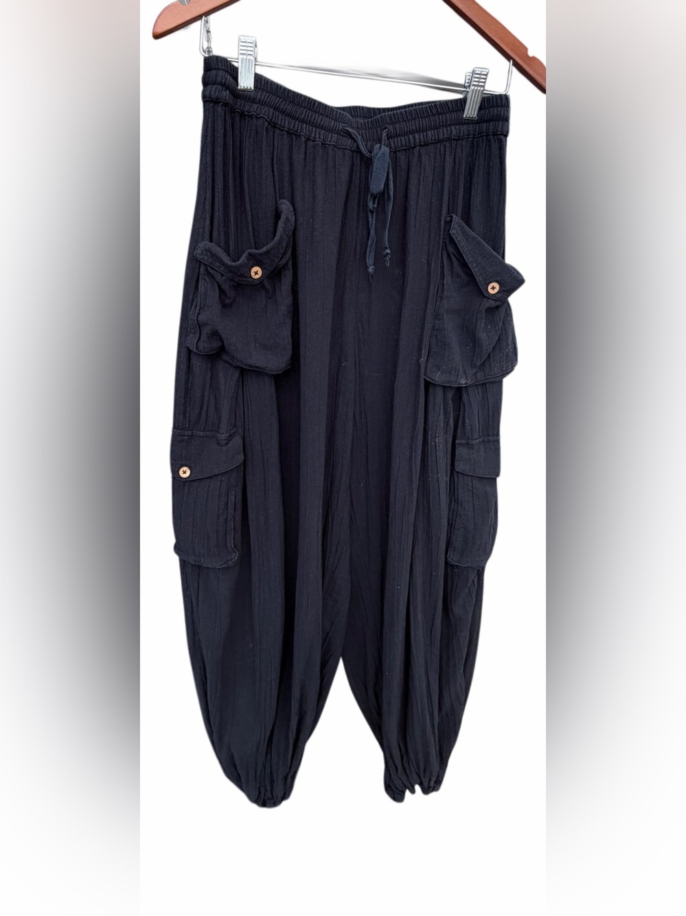 Free People Sz Small Balloon Cargo Parachute Blue Pants Boho
